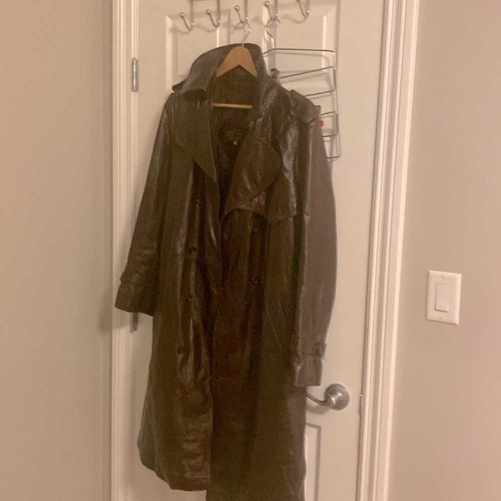 Men’s large leather trench coat.Large size.